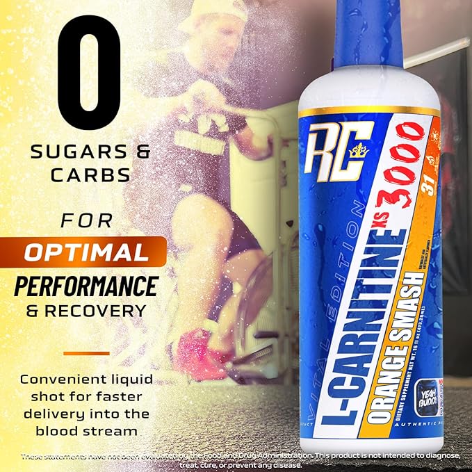 Ronnie Coleman Signature Series L-Carnitine XS 3000 Liquid, Amino Acids Metabolism and Lean Muscle Strength Support, Stimulant Free, Sugar Free, Zero Carbs, Orange Smash, 16 Oz