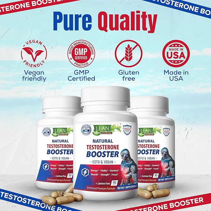 Testosterone Booster for Men, Keto Vegan, Total Male Test Supplement, Tongkat Ali Horney Goat Weed Tribulus Terrestris D Aspartic Acid Boron Plus Zinc DHEA, Enhance Max Mood Build Muscle Pills 90 Caps