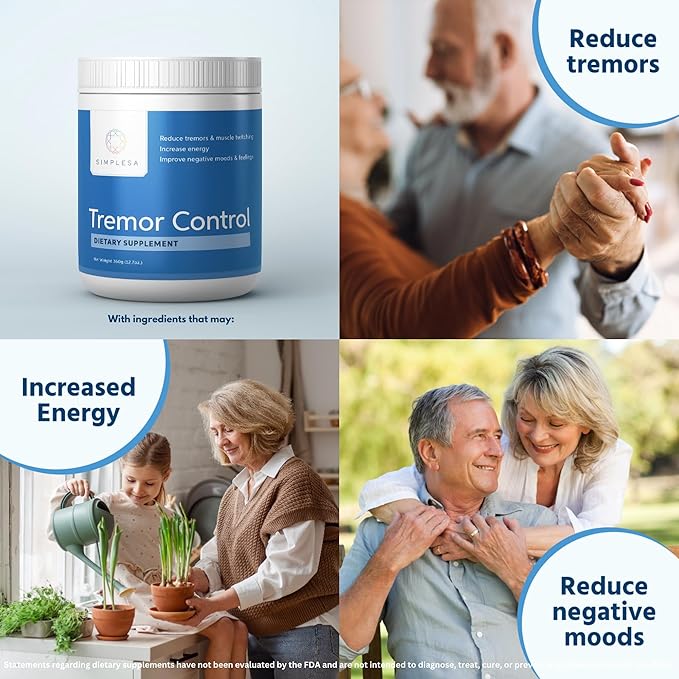 Simplesa Tremor Control, L-Arginine Alpha-Ketoglutarate Supplement, Includes GABA, Ubiquinol, and Niacin, 360g AAKG Powder Supplement, Supports Tremor Control, and Muscle Health