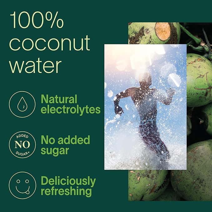 Zico 100% Coconut Water, No added Sugar, Refreshingly Delicious, Hydration with Electrolytes, 33.8 Fl Oz (Pack of 4)
