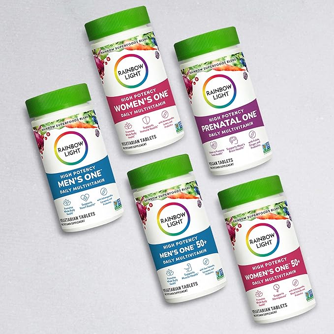 Rainbow Light Multivitamin for Men 50+, Vitamin C, D & Zinc, Probiotics, Men's One 50+ Multivitamin Provides High Potency Immune Support, Non-GMO, Vegetarian, 60 Tablets