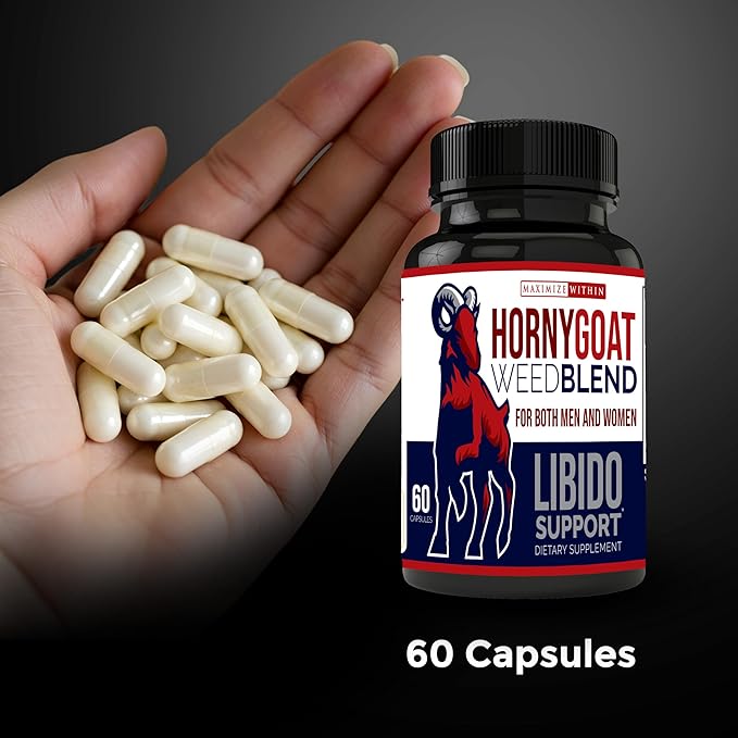 Horny Goat Weed Blend with Maca & Tribulus Terrestris Extract, Naturally Supports Libido and Energy for Men & Women, 1000mg Epimedium with Icariins, Veggie Capsules