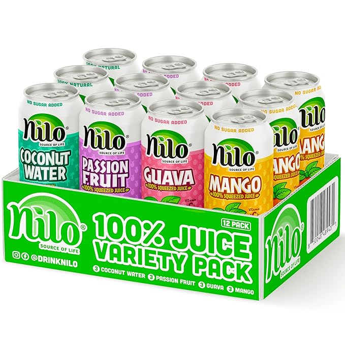 NILO Variety Pack | 100% Squeezed Juice Guava Mango Coconut Water Passion Fruit | NO Sugar added | NON GMO | NOT From Concentrate | 10.82 oz (Pack of 12)