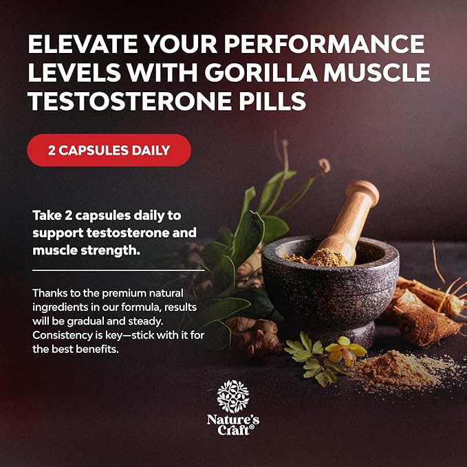 Extra Strength Testosterone Booster for Men - Natural Testosterone Supplement for Men with Horny Goat Weed Maca Root Tongkat Ali and Saw Palmetto Extract for Muscle Enlargement Stamina and Strength