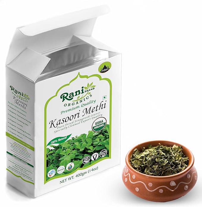 Rani Organic Fenugreek Leaves Dried (Kasoori Methi) 14oz (400g) ~ All Natural | Vegan | Gluten Friendly | NON-GMO | Indian Origin | USDA Certified Organic
