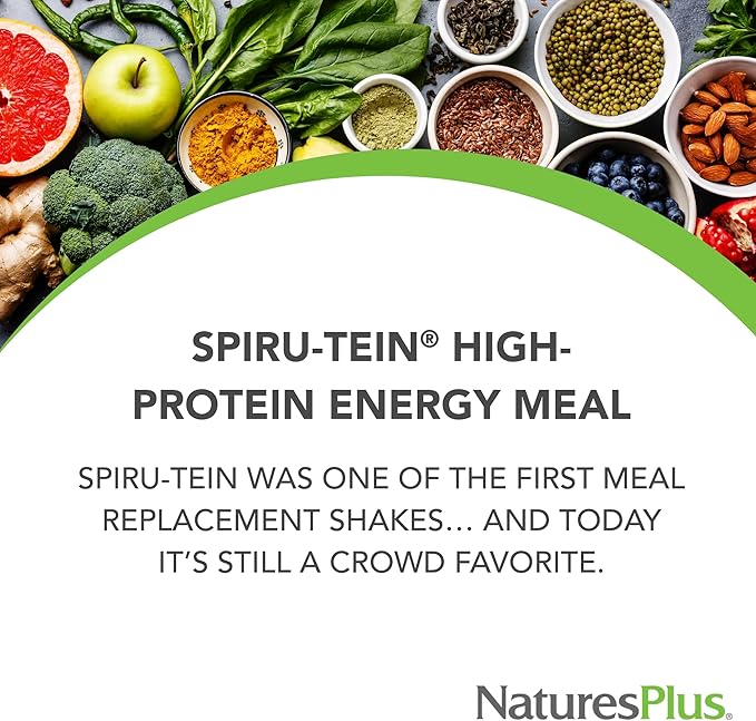 NaturesPlus SPIRU-TEIN, Cherries Jubilee - 2.1 lbs - Plant-Based Protein Powder - Vegetarian, Gluten Free - 30 Servings