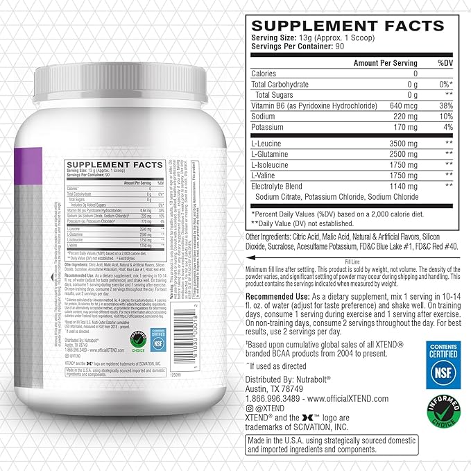Original BCAA Powder 7g BCAA and 2.5g L-Glutamine, Sugar Free Post Workout Muscle Recovery Drink with Amino Acids for Men & Women, 90 Servings