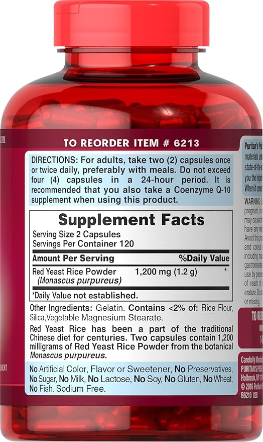 Puritan's Pride Doctors Trust® Red Yeast Rice 600mg, Dietary Supplement, 240 Rapid Release Capsules