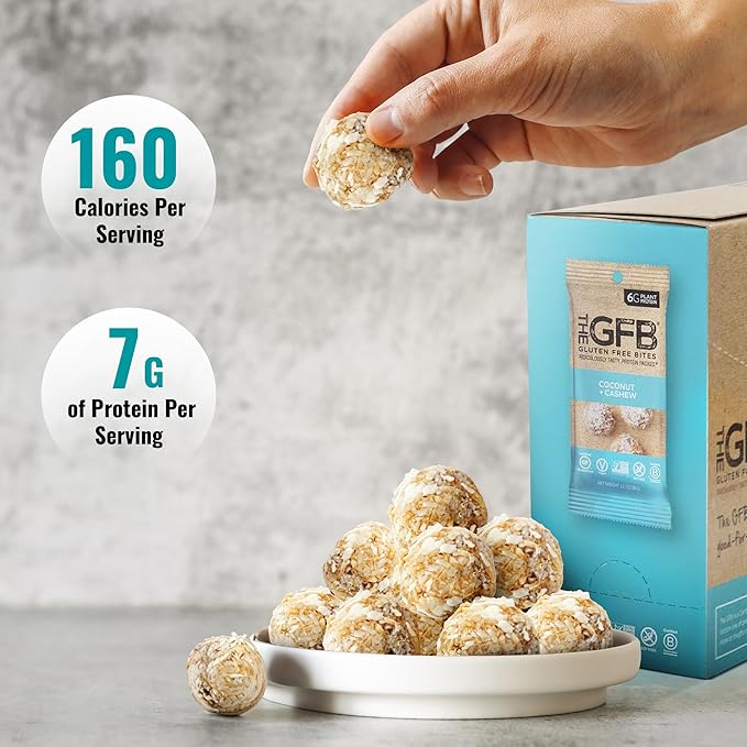 The GFB Coconut Cashew Protein Bites - Gluten Free, Plant Based, Non GMO, Sustainably Made – Ridiculously Tasty, Healthy, Vegan, Protein Energy Balls, 1.2 oz (10 count)