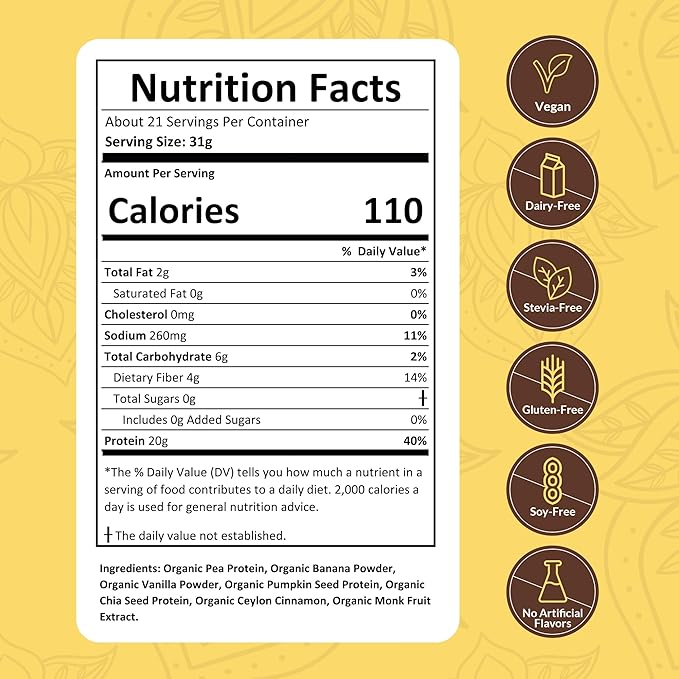 Vegan Protein Powder Sample Pack – Organic Plant-Based Protein, 20g per Serving – Gluten-Free, Non-GMO, Dairy-Free – Banana Cinnamon Flavor – Great for Shakes & Smoothies – 24 Pack