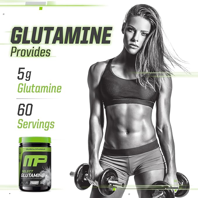 MusclePharm Essentials Glutamine, Pure L-Glutamine Powder Supplement for Post Workout Muscle Recovery, Energy & Gut Health, 5g L Glutamine Powder per Serving, Gluten-Free, Unflavored, 60 Servings