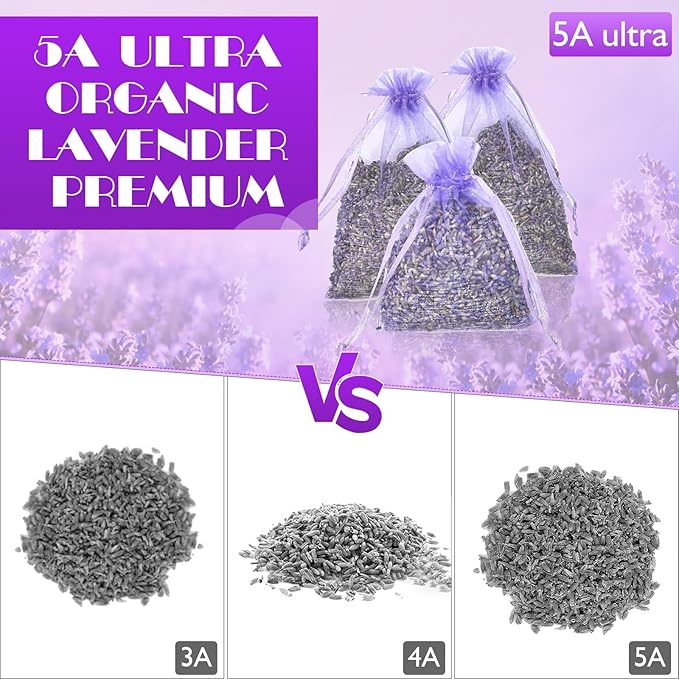 Dried Lavender Sachets for Drawers and Closets, Long-Lasting Air Freshener Bags (24 Bags), Home Fragrance Sachets for Wardrobes,Cars