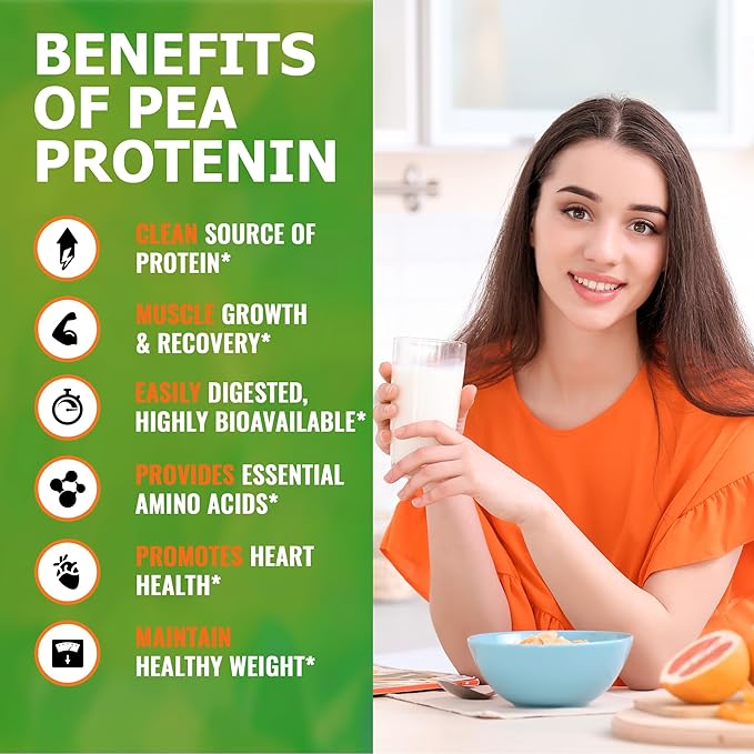 Zammex Organic Pea Protein Powder, 26g Proteins Per Serving,Plant Based 100% Vegan Canada Pea Powder, Gluten Free, Non-GMO,No Additives,Easy to Digest, 2.62lbs, Natural Flavor