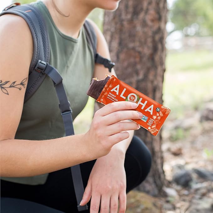 ALOHA Organic Plant Based Protein Bars - Peanut Butter Cup Bar - Vegan, Low Sugar, Gluten-Free, Paleo, Low Carb, Non-GMO, No Stevia, No Erythritol