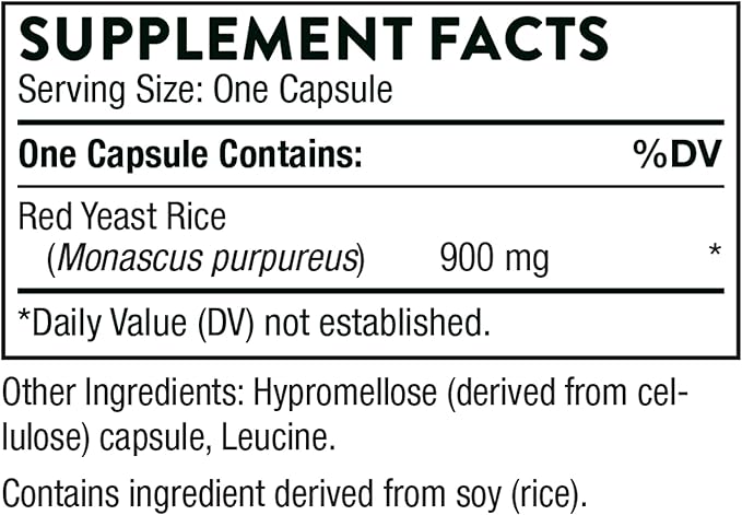 THORNE Choleast-900-900mg Red Yeast Rice Extract - Gluten-Free Supplement Supports Healthy Cholesterol Levels Already in a Normal Range, Heart & Blood Pressure* - 120 Capsules