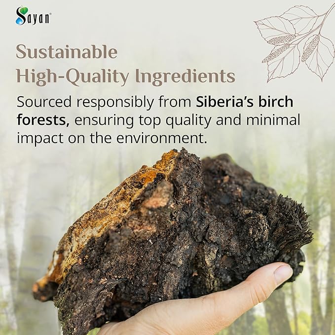 Sayan Siberian Pure Raw Coarse Chaga Powder 8 Oz / 226g – Premium Wild Forest Harvested Super Antioxidant Tea – Supports Immune System and Digestive Health – Focus, Energy, Clarity, Wellness - Non-GMO