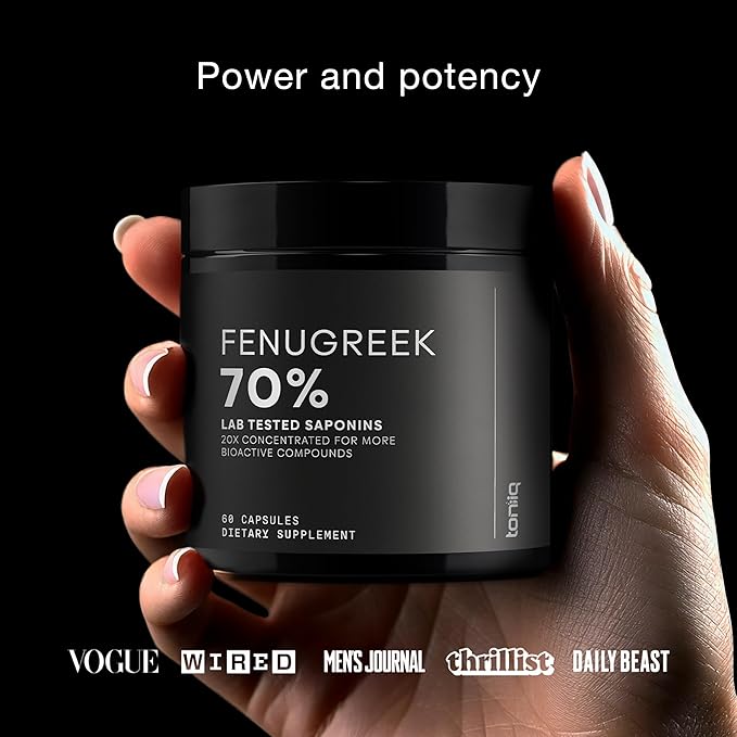 Fenugreek Capsules - Ultra High Potency 20:1 Extract with 70% Saponins - Highly Concentrated - Third-Party Lab Tested - 60 Capsules