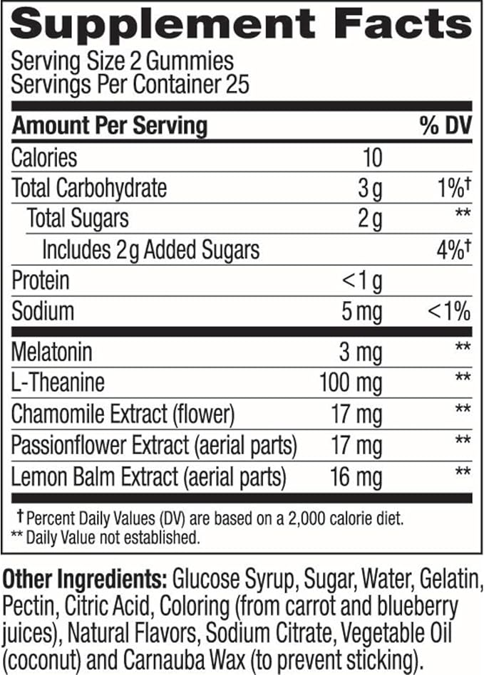 OLLY Sleep Gummy, 3 mg Melatonin, L-Theanine, Chamomile, Lemon Balm, Sleep Aid, Blackberry, 50 Count (Packaging May Vary)