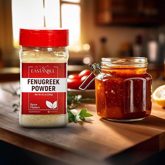 Eastanbul Fenugreek Powder, 8.5oz, Fenugreek Powder For Hair Growth, Ground Methi Seeds AKA Fenogreco Seed, Trigonella Foenum-Graecum, Perfect Spice for Indian Recipes, Natural, Vegan, Gluten Free