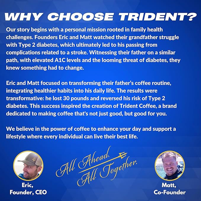 Trident Functional Mushroom Coffee | Cold Brew Coffee, MCT Oil, Lion's Mane, Reishi, Cacao, L-Theanine, Electrolytes | Better Focus, Energy, Brain Health & Low Acid | Adaptogen Coffee | 30 Servings