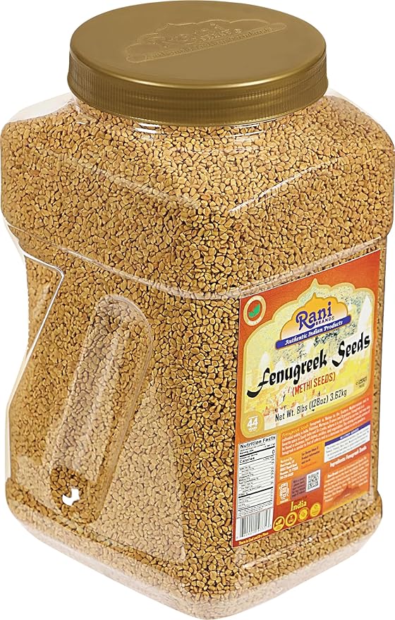 Rani Fenugreek (Methi) Seeds Whole 128oz (8lbs) 3.62kg Bulk PET Jar, Trigonella foenum graecum ~ All Natural | Vegan | Gluten Friendly | Non-GMO | Indian Origin, used in cooking & Ayurvedic spice