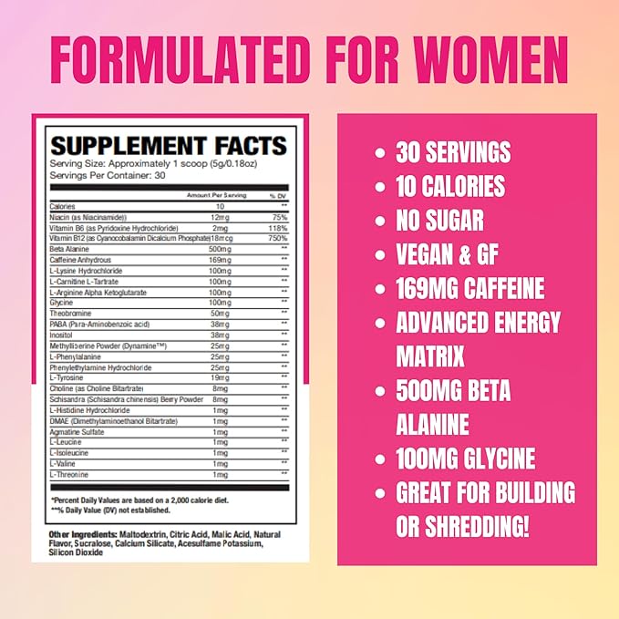 Uplift Pre-Workout for Women | Energy & Endurance Booster with Caffeine, BCAAs & Electrolytes | Supports Performance & Muscle Activation | Hawaiian Sunset Flavor | Vegan, Gluten-Free | 30 Servings