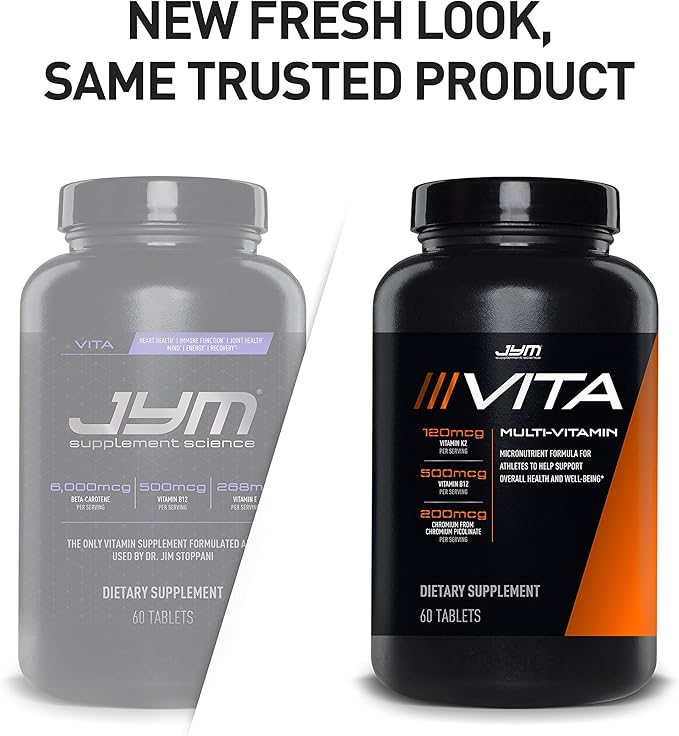 JYM Supplement Science Vita JYM Sports Multivitamin & Mineral Support, Vitamin A, C, B6, B12, E, K, Boron, Biotin, Potassium 60 Tablets