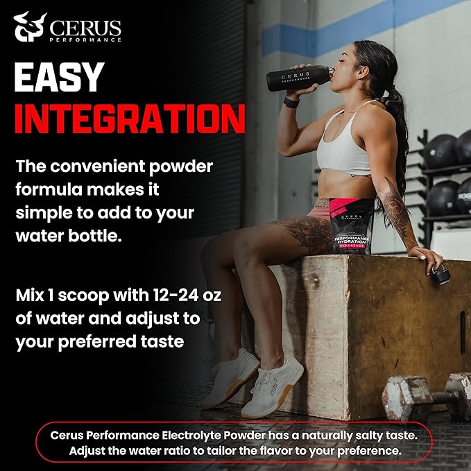 Cerus Performance - Performance Hydration Electrolyte Powder – Watermelon Flavor, 5g Creatine Monohydrate, 500mg Coconut Water Powder – Supports Endurance, Muscle Recovery & Keto 30 Servings