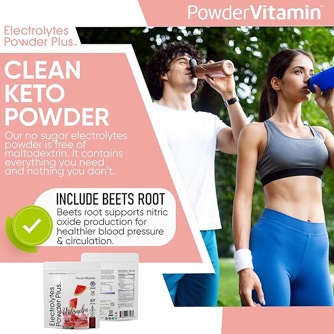 Electrolytes Powder Plus (20 Servings) Watermelon Electrolyte Powder Zero Calorie Keto,0 Sugar, No Maltodextrin,1000mg Potassium,120mg Calcium,120mg Magnesium, Pink Himalayan Salt