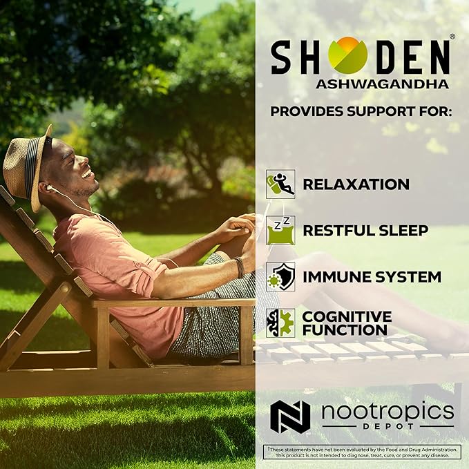 Nootropics Depot Shoden Ashwagandha Extract Capsules | 120mg | 30 Count | 35% Withanolides