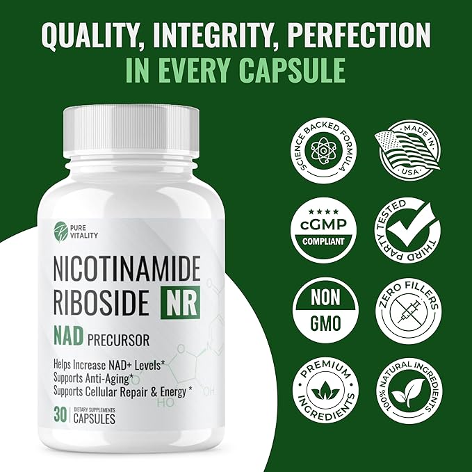 NAD Supplement | New Nicotinamide Riboside NAD+ & NR (Flush Free) | NMN Alternative | Boost Natural NAD for Anti-Aging Effects, Longevity & Cognitive Function – 30 Day Supply