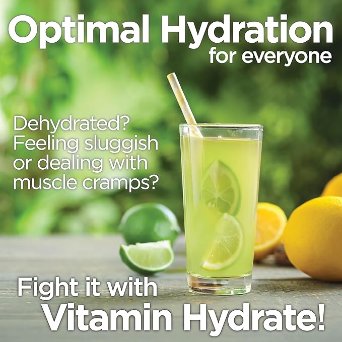 Vitamin Hydrate Electrolyte Hydration Mix, Electrolytes Powder, Supports Hydration with Coconut Water, Keto Friendly, Vegan, Sugar Free, Lemon Lime, 30 Servings