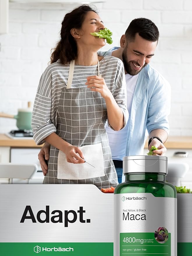 Horbäach Maca Root Capsules for Men and Women | 120 Pills | High Potency Extract | Non-GMO and Gluten Free Formula