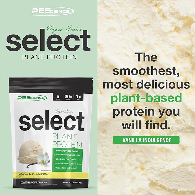 PEScience Select Vegan Plant Based Protein Powder, Vanilla, 5 Serving, Premium Pea and Brown Rice Blend