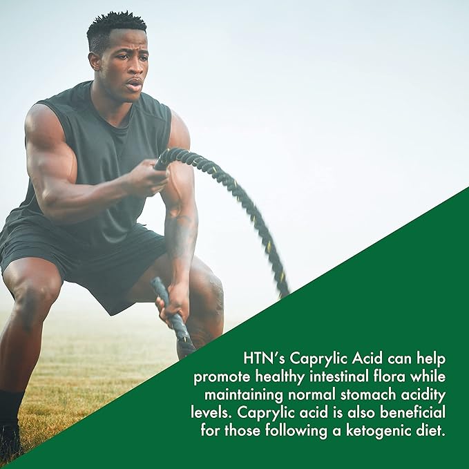 Health Thru Nutrition Caprylic Acid 600mg 100 Softgels | C8 Octanoic Acid from Pure 1g MCT Oil | Non-GMO & Soy Free | Support Healthy Digestive and Intestinal Health | Keto Friendly
