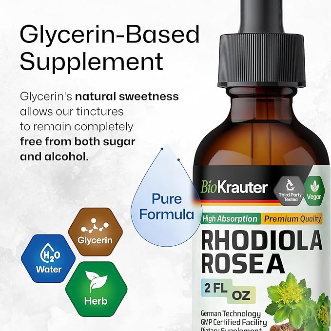 BIO KRAUTER Ashwagandha Tincture 2 Fl. Oz. & Rhodiola Rosea Tincture 2 Fl. Oz.
