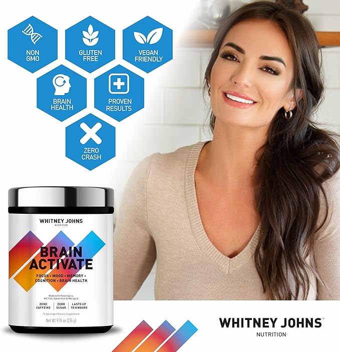 Brain Booster Supplement, Nootropic Focus, Brain Supplements for Memory & Focus, Reduce Brain Fog with Fast Acting Unique MCT C8 - Zero Sugar & Caffeine, 2 Tubs