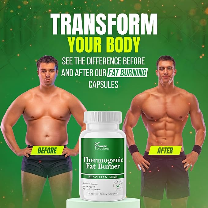 DR VITAMIN SOLUTIONS Thermogenic Fat Burner for Women and Men - Appetite Suppressant for Weight Loss - Includes Green Tea Extracts for Bloat Relief - Metabolism Booster - Pack of 2