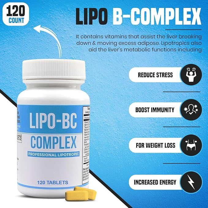 Lipo-BC Complex, LIPO BC Tablets Lipotropic Tablets for Energy and Wellness | Natural Clean Energy with Dietary Nutrients Manufactured by Legere Pharmaceuticals (120 Tablets)