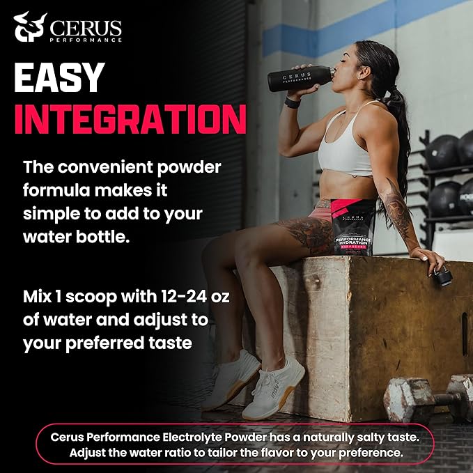 Cerus Performance - Performance Hydration Electrolyte Powder – Raspberry Flavor, 5g Creatine Monohydrate, 500mg Coconut Water Powder – Supports Endurance, Muscle Recovery & Keto 30 Servings