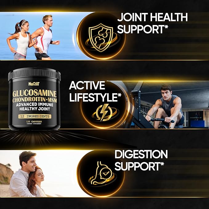 Glucosamine Chondroitin MSM with Immune & Joint Support Supplement 2000mg - Turmeric Curcumin Root, Boswellia, Elderberry, Echinacea & More - 120 Capsules - Bone Health, Flexibility & Strength Support
