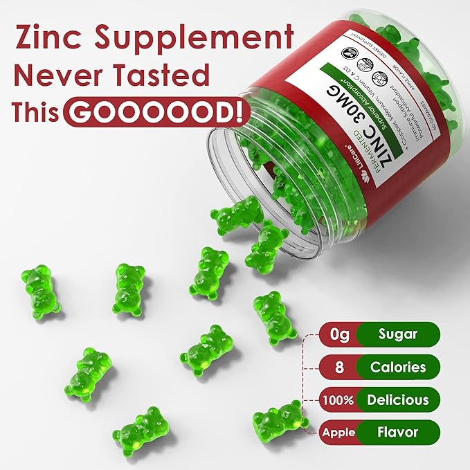 Zinc Gummies + Copper, Selenium, Vitamin C & D3, Fermented Zinc Supplements for Women and Men with Elderberry for Daily Immune Support, Powerful Antioxidant, High Absorption, Vegan, Sugar Free, 2 Pack