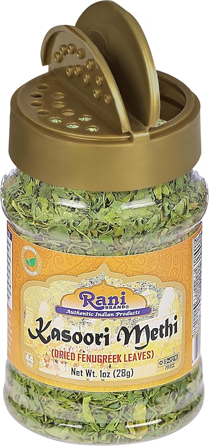 Rani Fenugreek Leaves Dried (Kasoori Methi) 1oz (28g) PET Jar ~ All Natural | Vegan | Gluten Friendly | NON-GMO | Kosher | Indian Origin