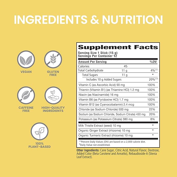 Himalaya PartySmart Tropical Electrolytes Powder Packets, 12 Count, Supports Hydration, Rehydrate with Sodium & Potassium, Vitamin C & More, Antioxidant Recovery Blend Milk Thistle, Ginger & Turmeric