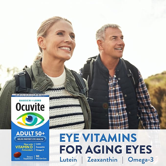 Ocuvite Adult 50+ Eye Vitamins and Mineral Supplements with Lutein, Zeaxanthin and Omega-3 from Bausch + Lomb 90 Soft Gels