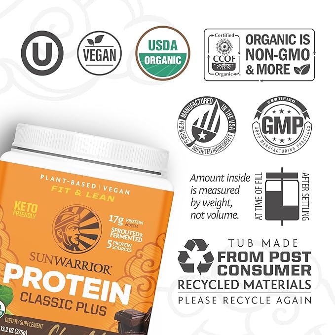 Clean Vegan Protein Powder Chocolate | Organic Protein Powder Plant Based Formula with 5 Superfood Blend Sprouted & Fermented | Non-GMO Low Carb Soy Dairy & Gluten Free (Chocolate, 15 Servings)