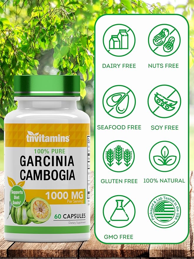 Garcinia Cambogia Extract Capsules (1000 MG x 60 Pills) with Chromium | Weight Loss Pills for Women & Men* | Appetite Suppressant for Weight Loss