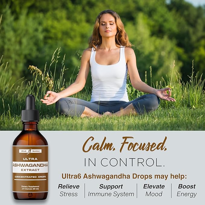 Ashwagandha Liquid Drops - Organic Ashwagandha Supplements with Rhodiola Rosea Tincture - Root Extract for Mood and Energy - Supplement for Men & Women