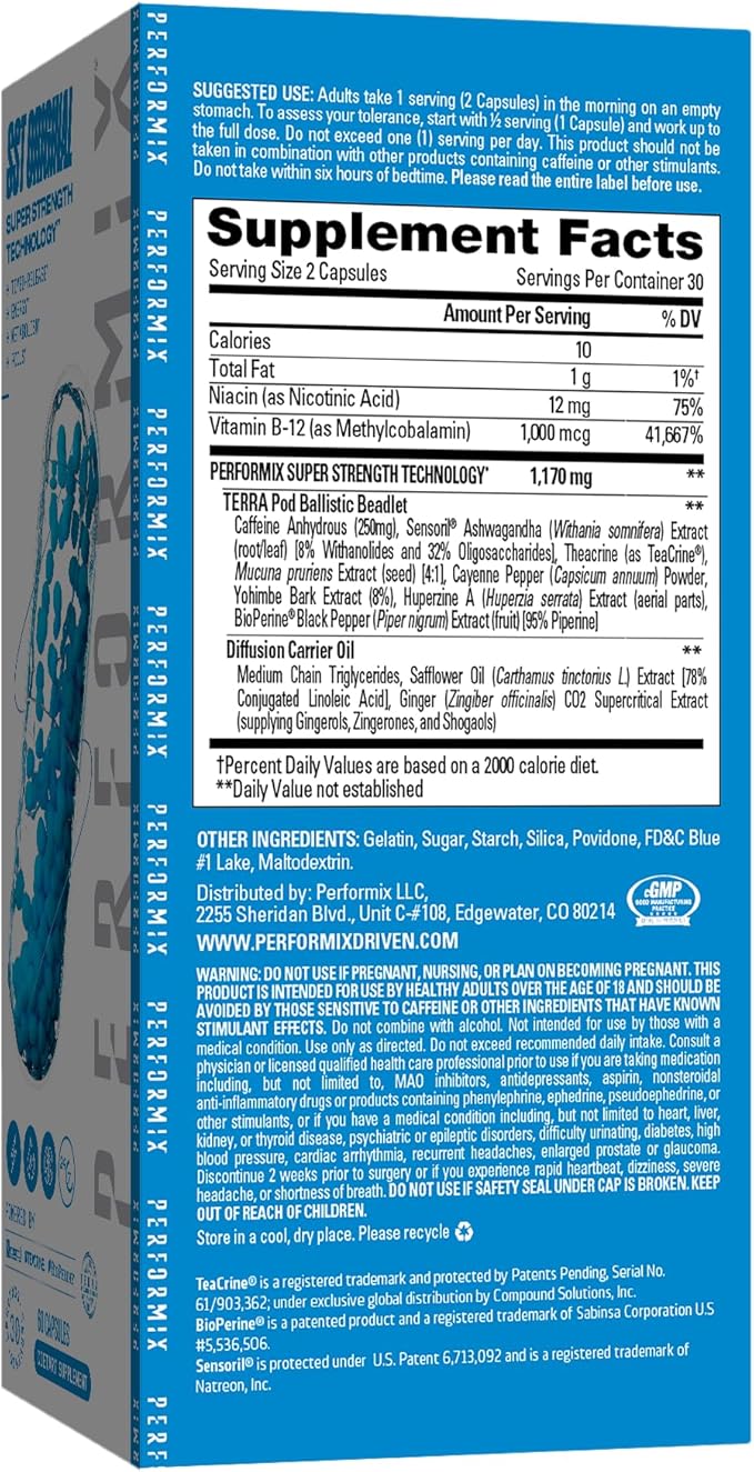 PERFORMIX - SST Original - Pre-Workout, 250 mg Caffeine, 120 Capsules - Energy Supplements, No Crash, Fitness Goals, Nootropic - Timed-Release for All Day Focus, Mood & Energy Boost - Men & Women