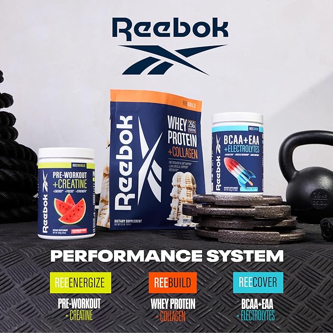 Reebok REECover Amino Acids + Electrolytes | 8g EAAs, 5g BCAAs, Hydration Matrix | Muscle Recovery, Strength | Post-Workout Support | 30 Servings | Strawberry Lemonade